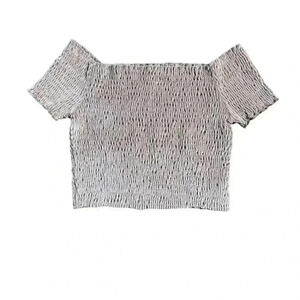 Light Before Dark Women's Pink Off-The-Shoulder Smocked Velvet Crop Top Size M